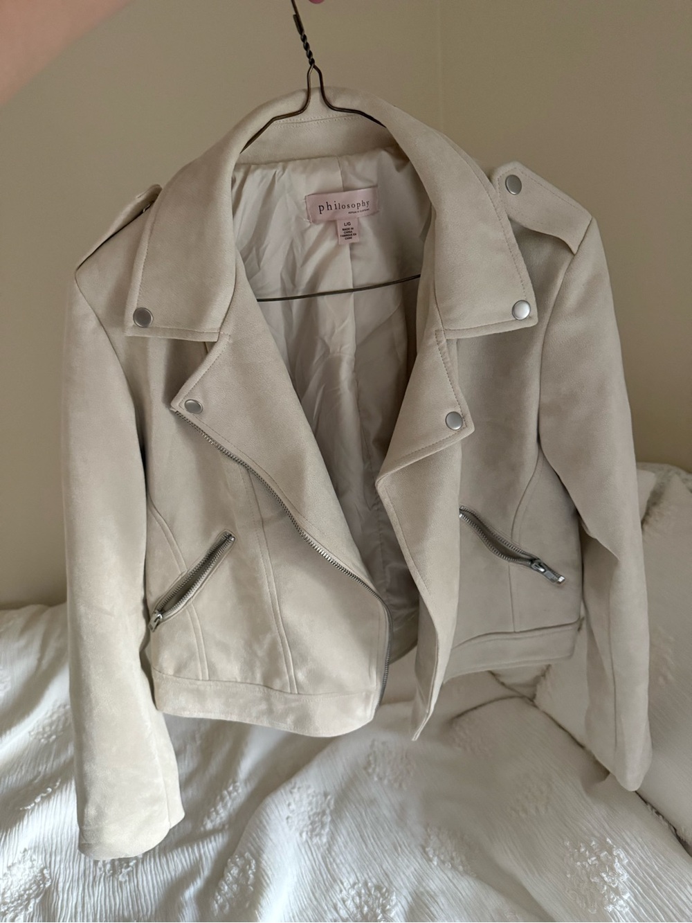 Philosophy Cream Suede Moto Jacket - Women's L
